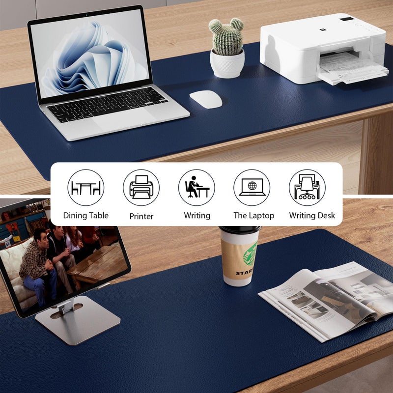 Aothia Leather Desk Pad Protector, Mouse Pad,Office Desk Mat, Non-Slip PU Leather Desk Blotter, Laptop Desk Pad, Waterproof Desk Writing Pad for Office and Home (Dark Blue,36" x 17") - Image 5